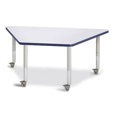 Jonti-Craft Berries Trapezoid Activity Tables, 30 in. x 60 in., Mobile, Freckled Gray/Navy/Gray 6443JCM112